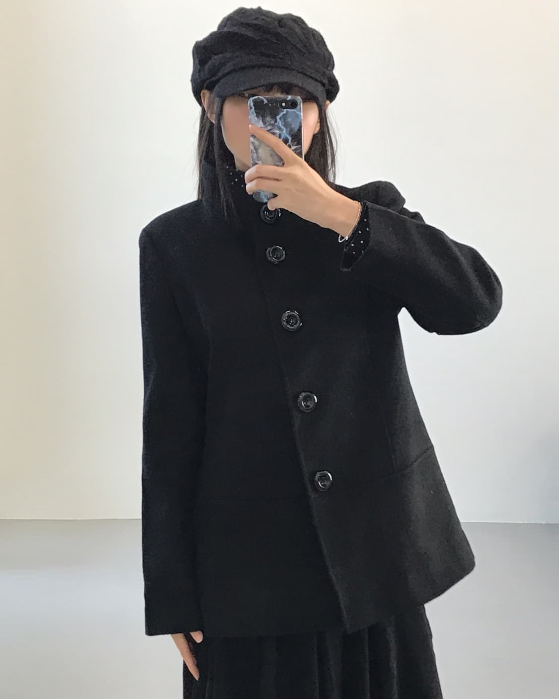 Theoria Black Stand Collar Wool Coat 상품이미지3