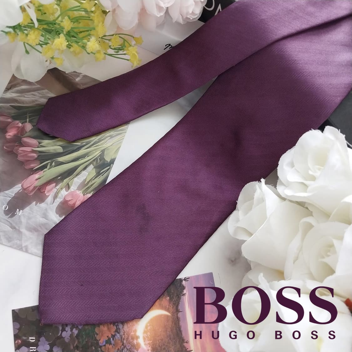 휴고보스 실크 퍼플 헤링본 넥타이 9cm B등급 K1159
 상품이미지1