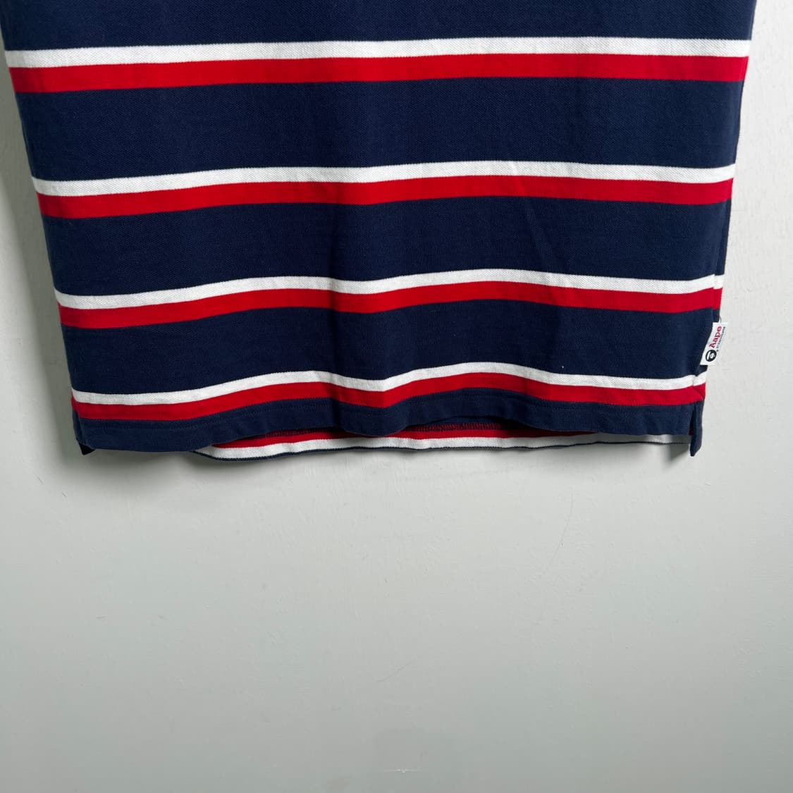 Aape 베이프 스트라이프 반팔 폴로 셔츠 L 상품이미지6