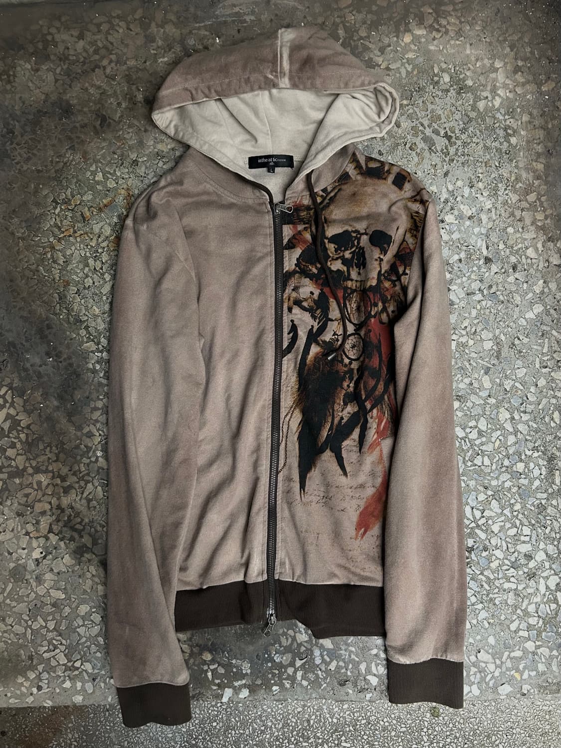 2000s In the attic v-kei 스컬&페더 후드집업 상품이미지2