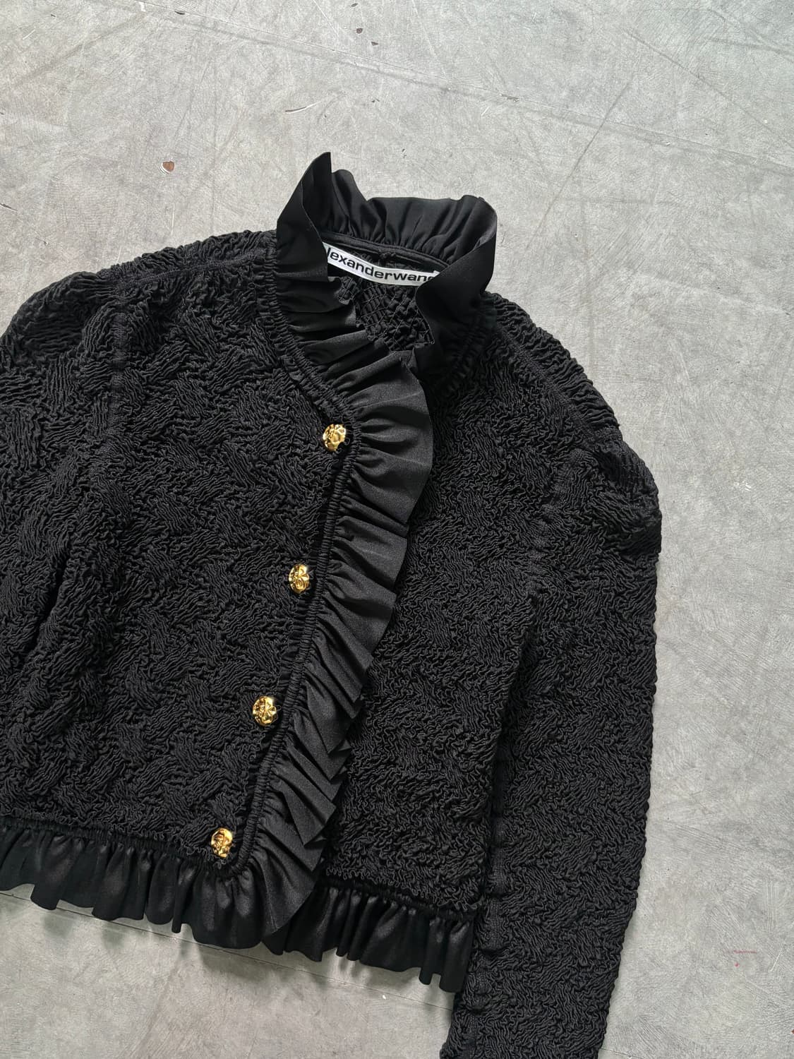 Alexander Wang 알렉산더 왕 블랙 플리츠 러플 크롭 자켓 상품이미지4