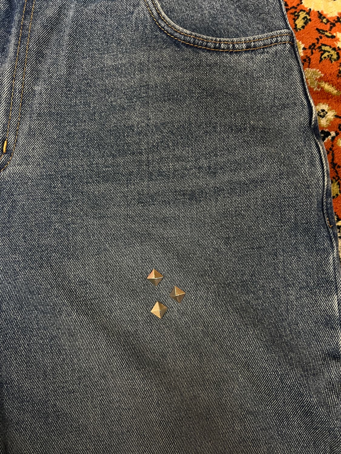 [L] 더콜디스트모먼트 커브 라인 디스트로이드 데님 팬츠 연청 상품이미지3