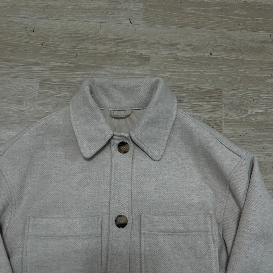 H&M 에이치앤엠 여성 오버핏 헤링본 셔켓 자켓 [오트밀] M/95 상품이미지2