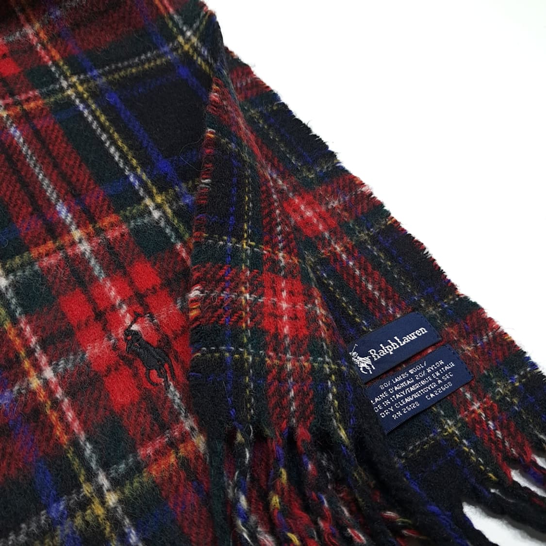 MX596 폴로 90s 이태리판 램스울 타탄체크 레드 머플러 목도리 상품이미지6