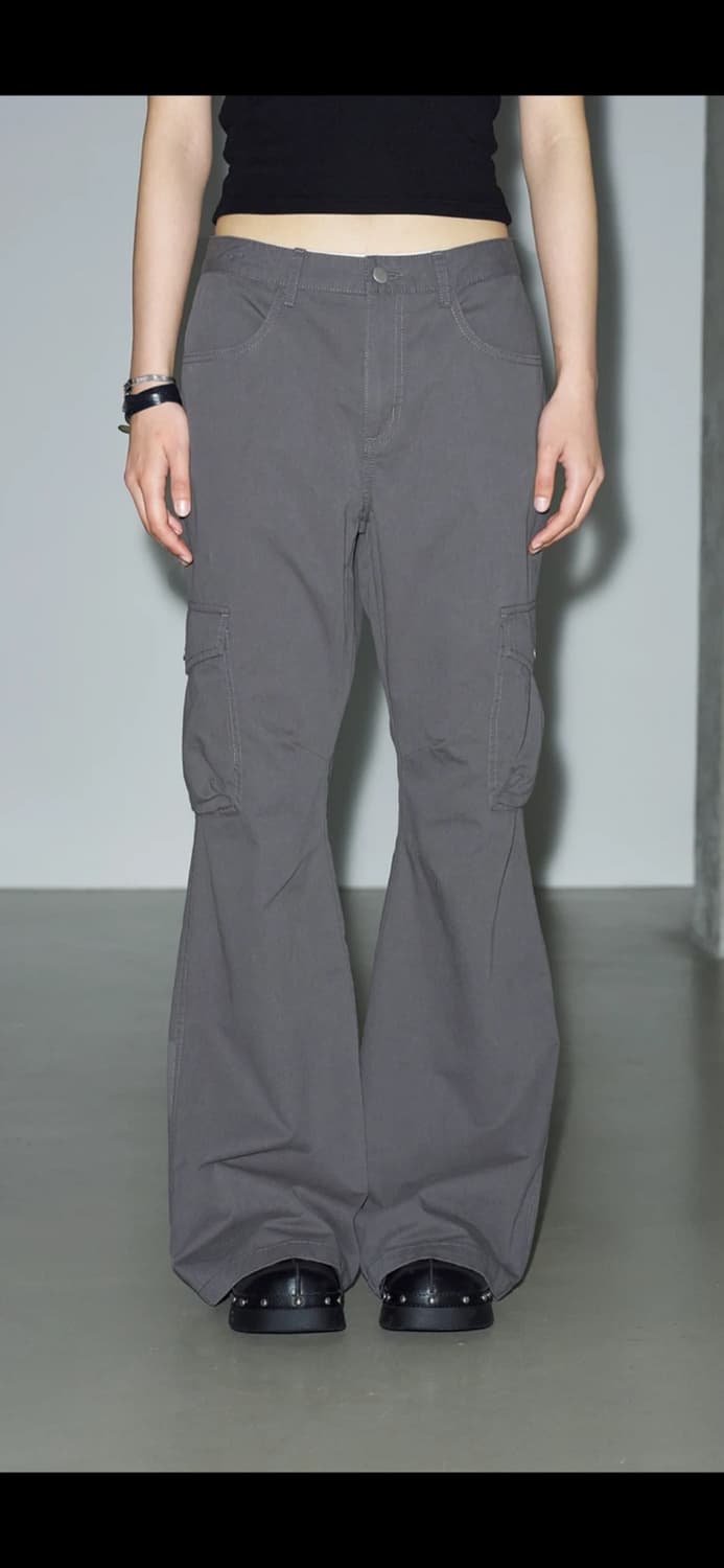 [S] 헬레네파리스 피그먼트 부츠컷 카고 팬츠 스모크그레이 상품이미지2