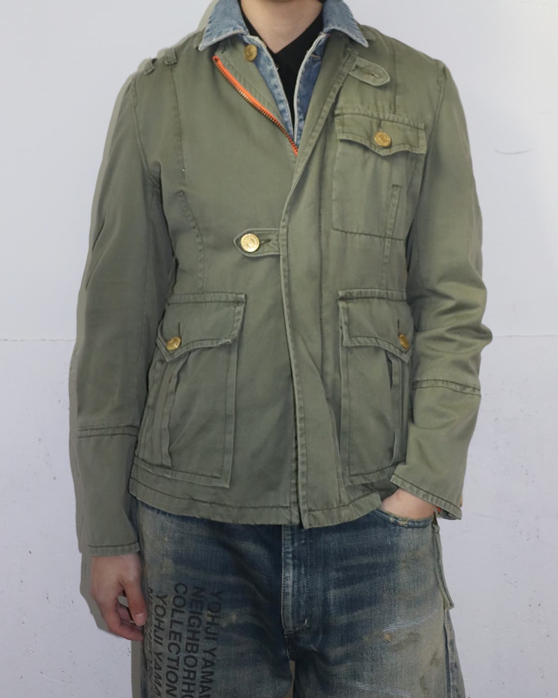 디스퀘어드2 05SS 데님 레이어드 밀리터리 자켓 올리브 상품이미지2