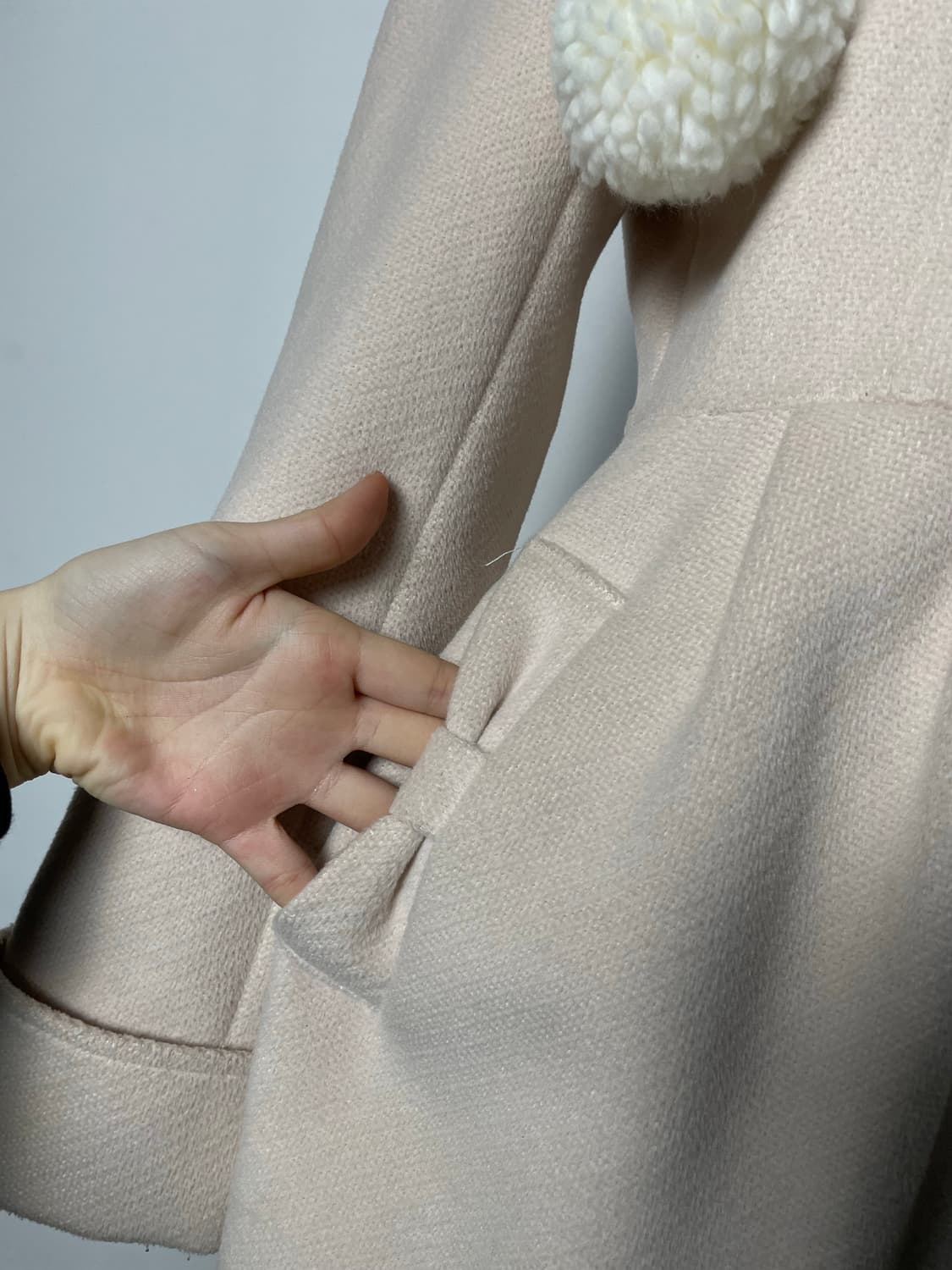 JPN 퍼 카라 크림 아이보리 핑크 화이트 코트 상품이미지4