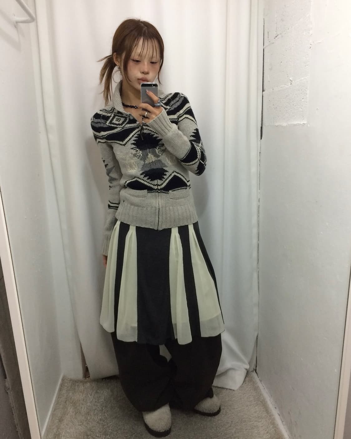 🐰그레이 패턴 집업 코디🐰 상품이미지3