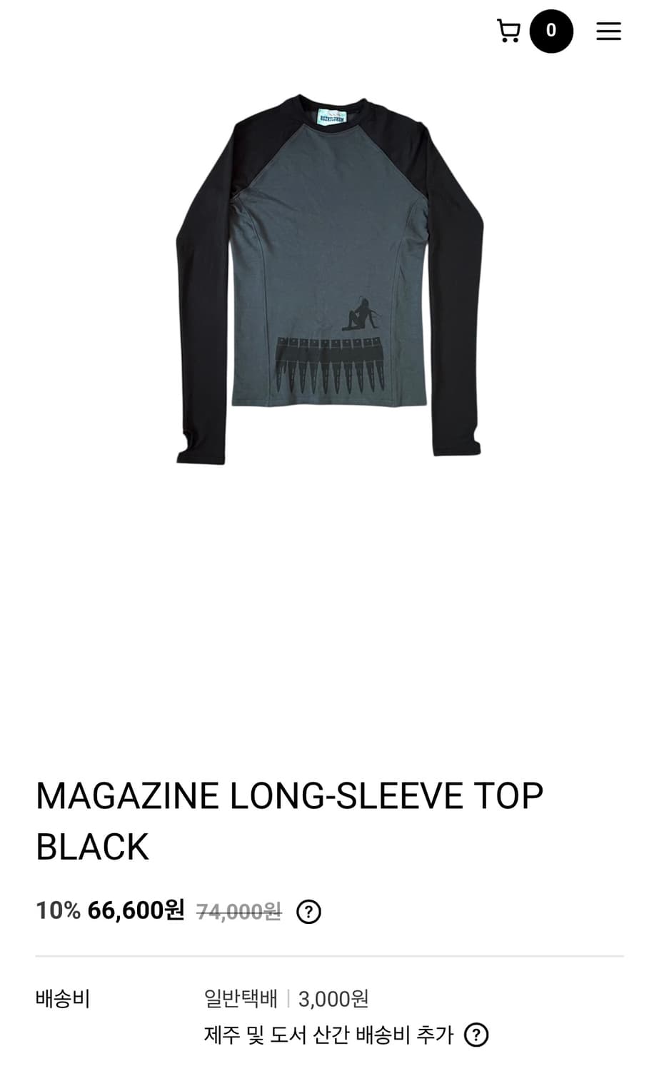 MAGAZINE LONG-SLEEVE TOP BLACK 상품이미지1