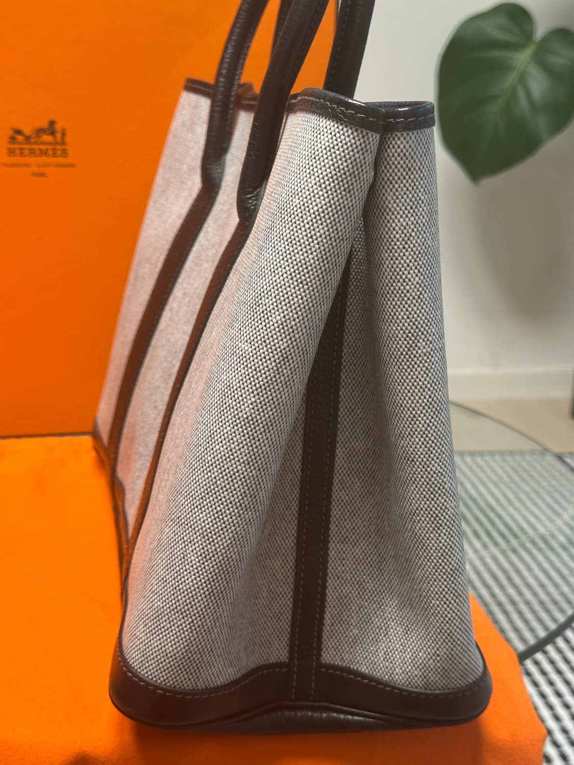 에르메스 가든 파티 바이킹 캔버스 네곤다 & 팔라듐 하드웨어 36 에크 상품이미지5