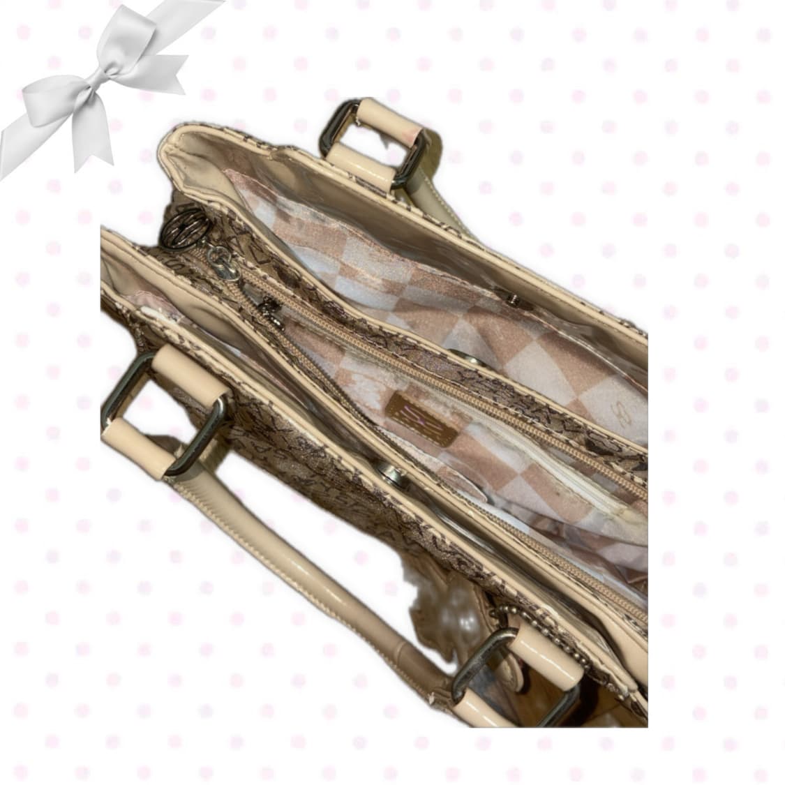 사보이 SAVOY 로고 패턴 토트백 + 곰돌이 키링 세트 가방 상품이미지3