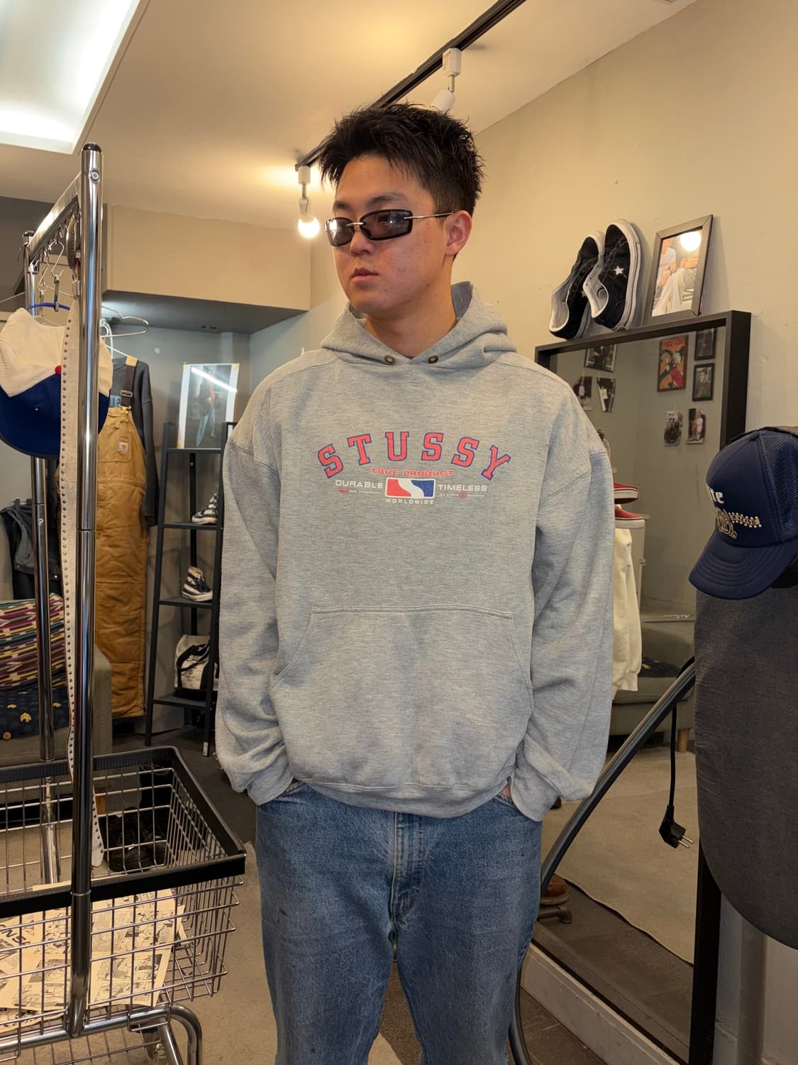 90’s Stussy durable timeless logo hood 상품이미지1