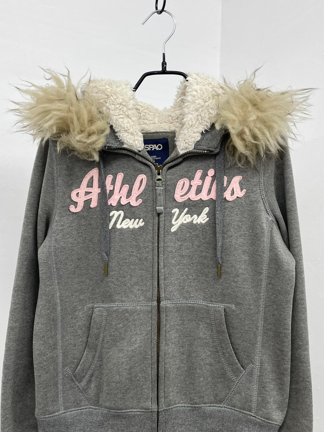 그레이 레터링 울프죠 후드집업 상품이미지7