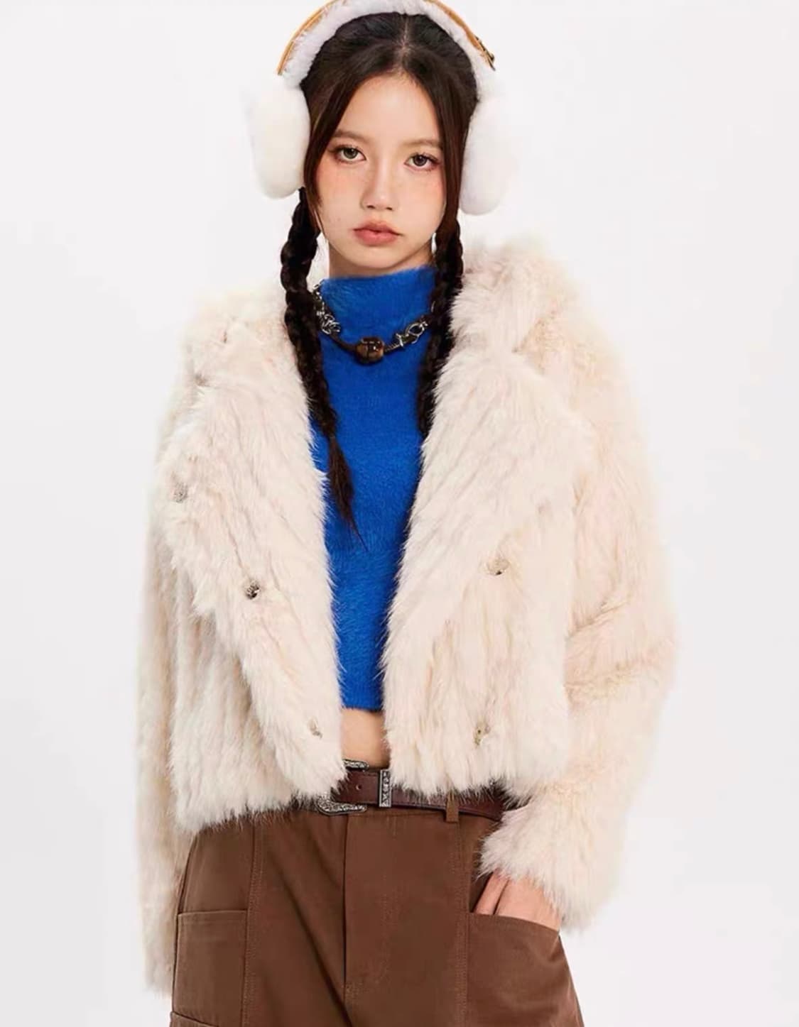 The ranr 더 랜르 아이보리 크롭 숏 퍼자켓 오네갸루 상품이미지2