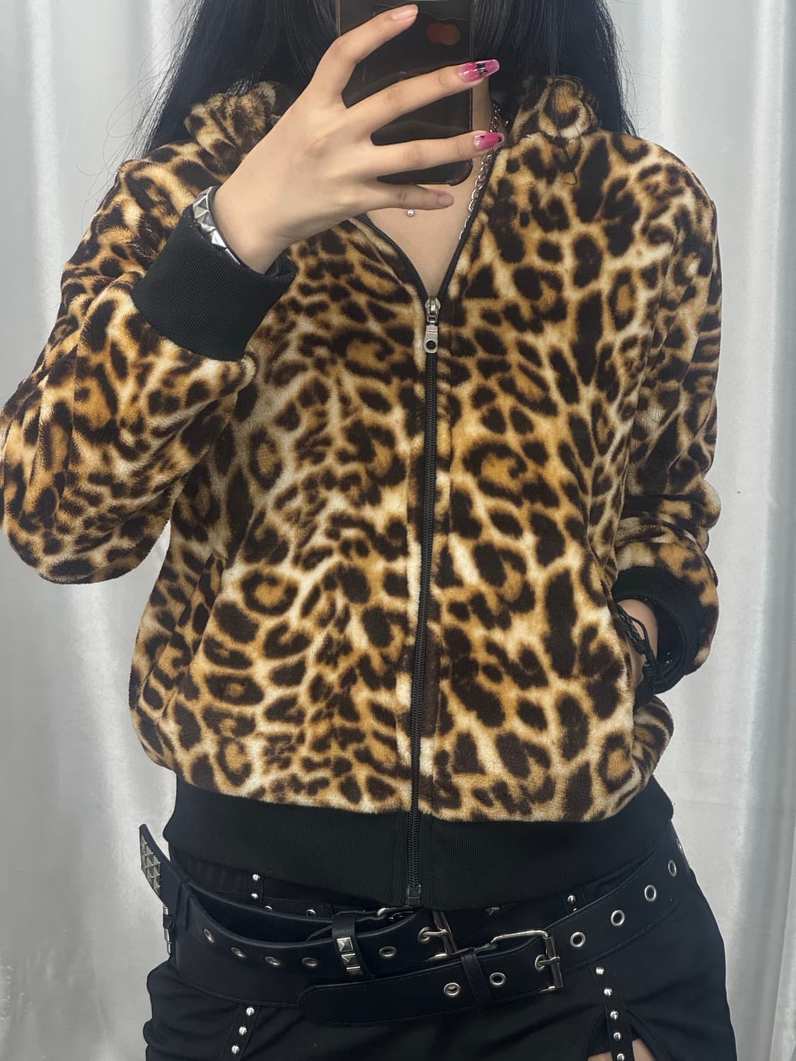 leopard hooded fleece 상품이미지1