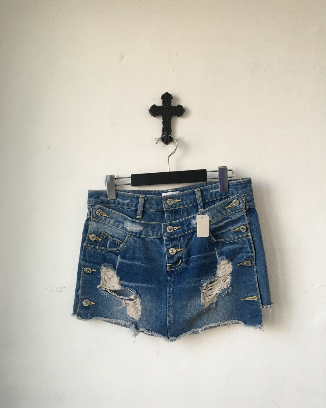 Layered point denim short 상품이미지1