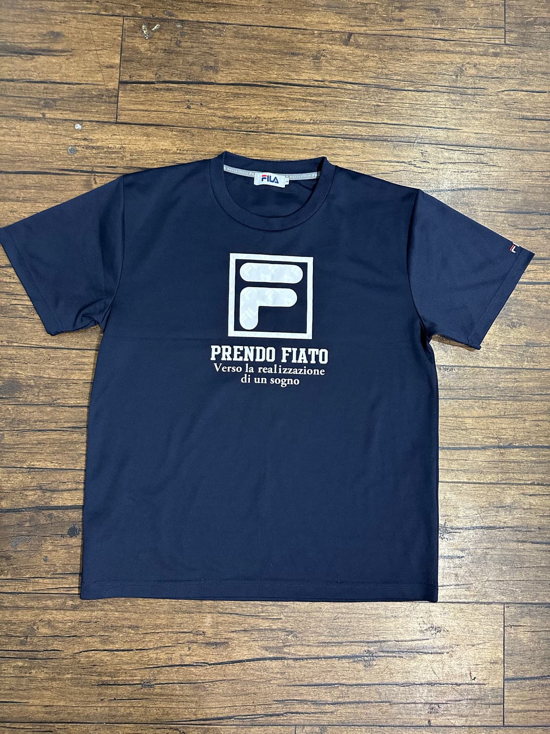 휠라 반팔 티셔츠 네이비 로고 프린팅 L 새제품 일본판 올드스쿨 상품이미지1