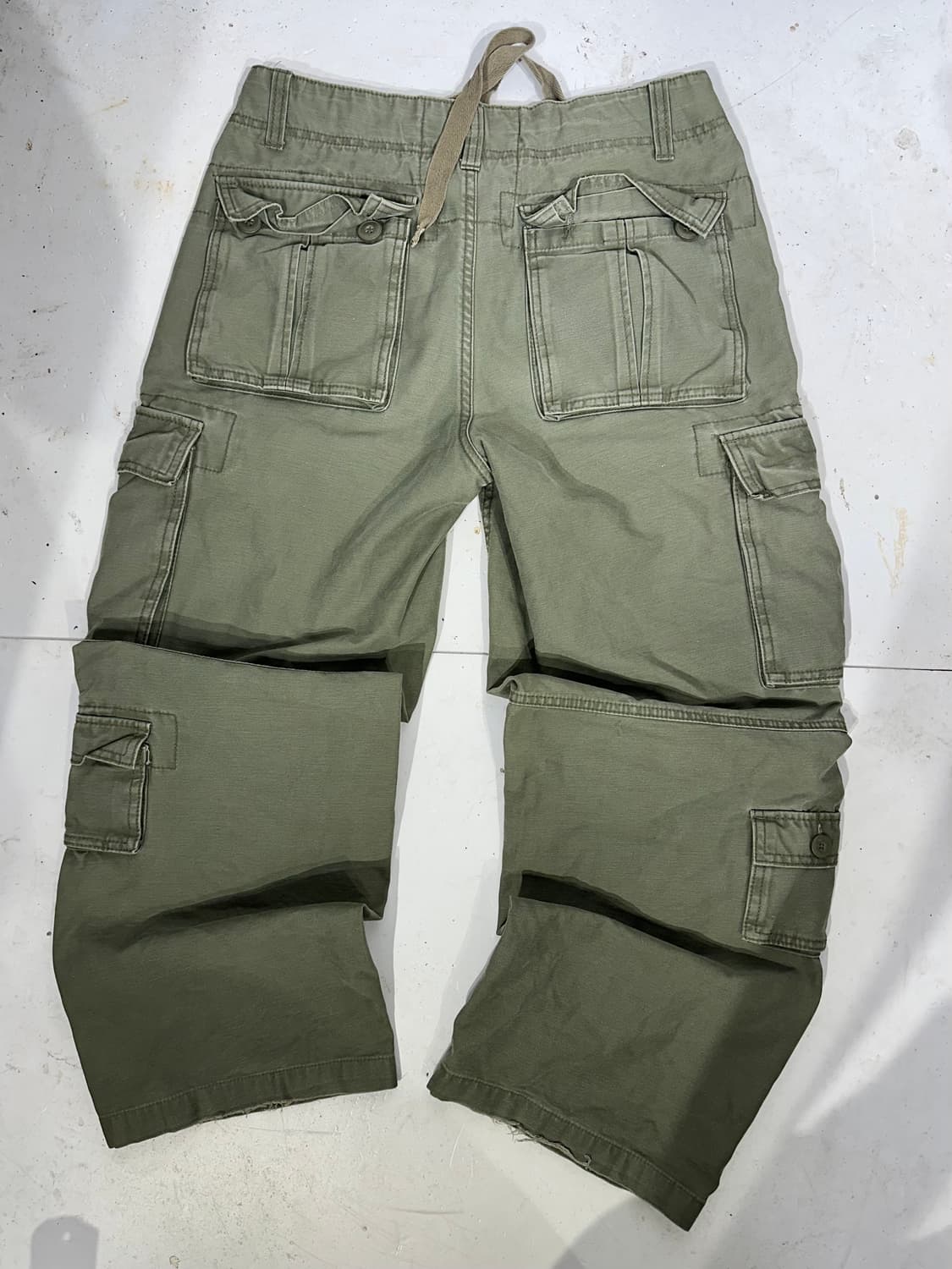 빈티지 카키 유틸리티 멀티 포켓 와이드 카고 팬츠  상품이미지5