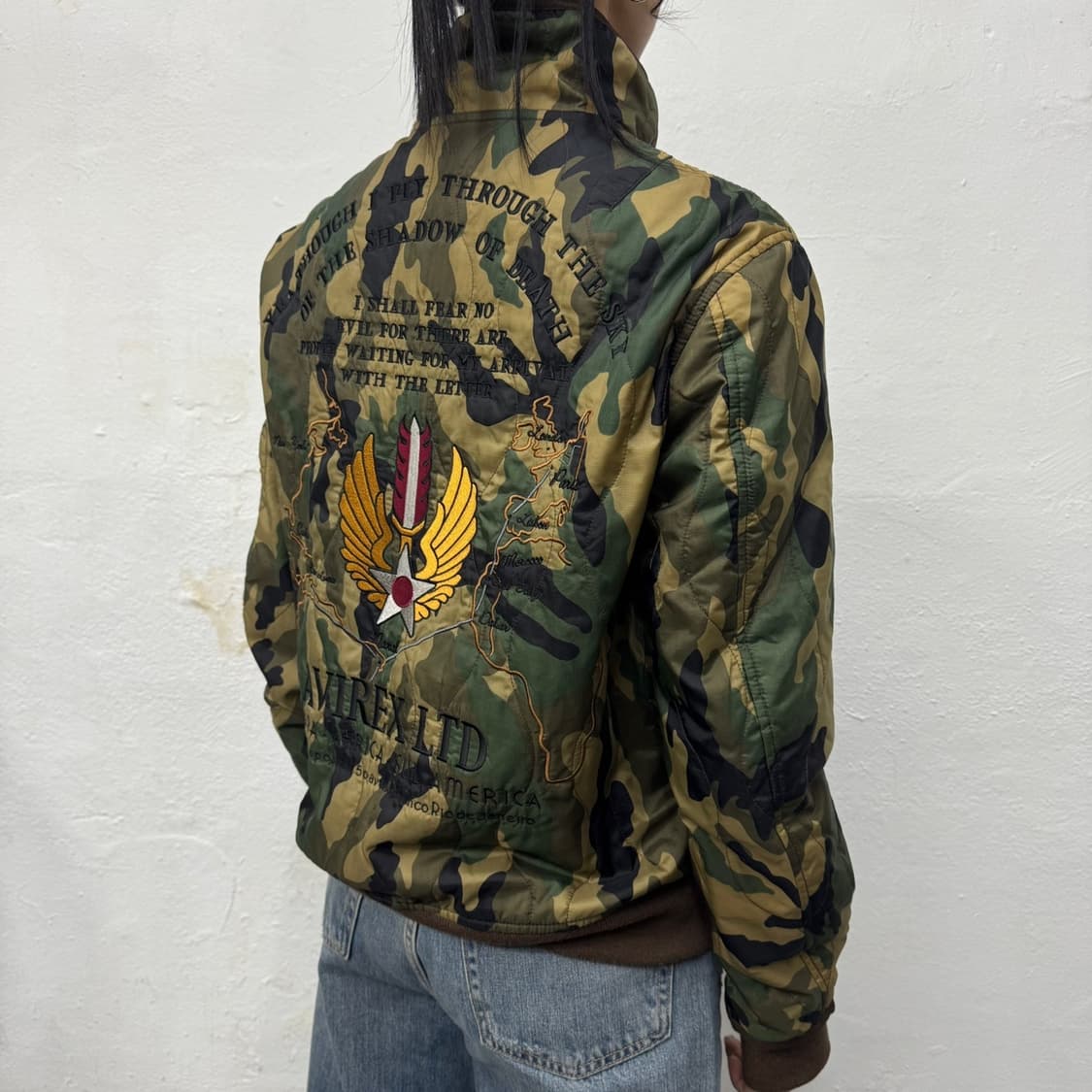아비렉스(AVIREX) 밀리터리 카모 양면 자수로고 집업 퀄팅 자켓 상품이미지2