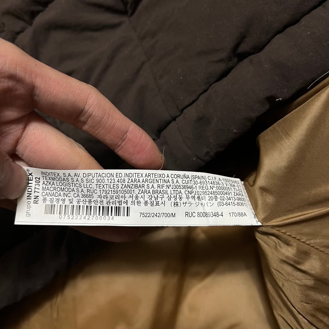 자라 다운 스탠드넥 퀼팅 패딩조끼 베스트 [브라운] M/95 상품이미지5