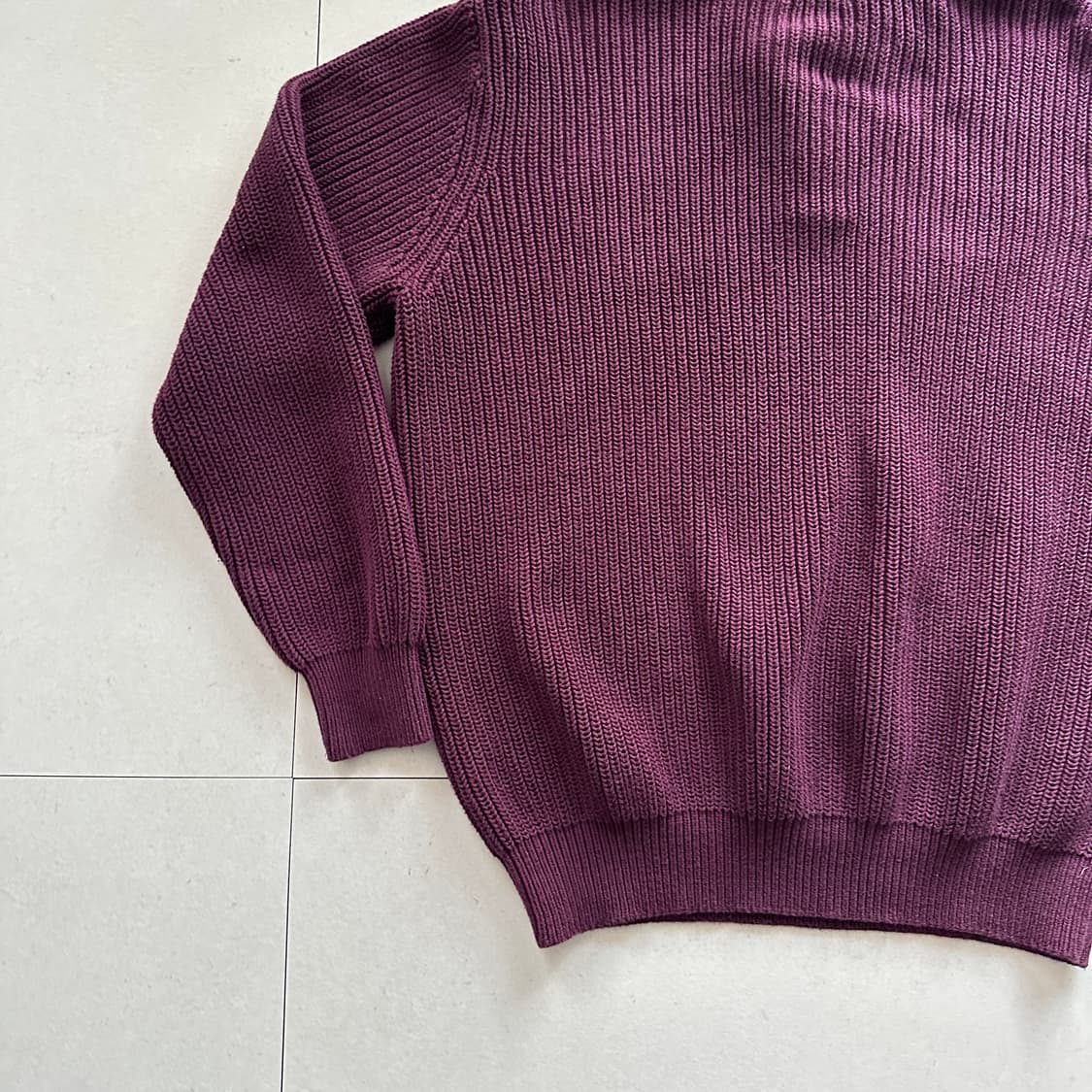 90s 엘엘빈 헨리넥 코튼 니트 XL 상품이미지10