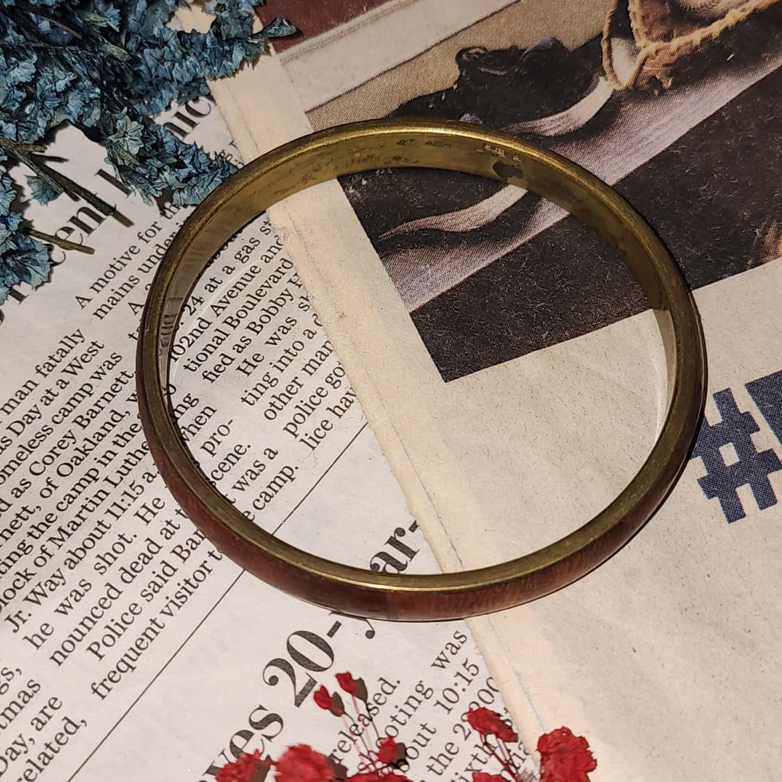 90s 프랑스 빈티지 팔찌 빈티지 브라스 뱅글 보헤미안 스타일 팔찌 상품이미지1