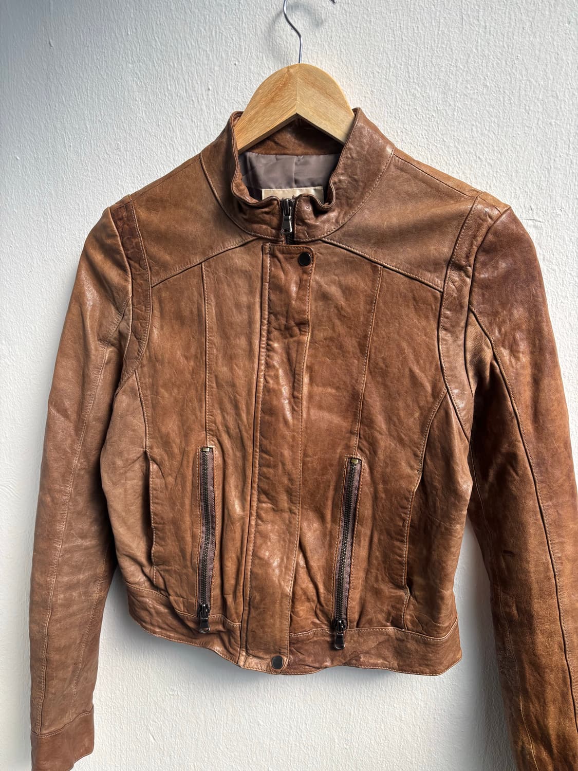 Vintage Brown Leather Jacket  상품이미지2