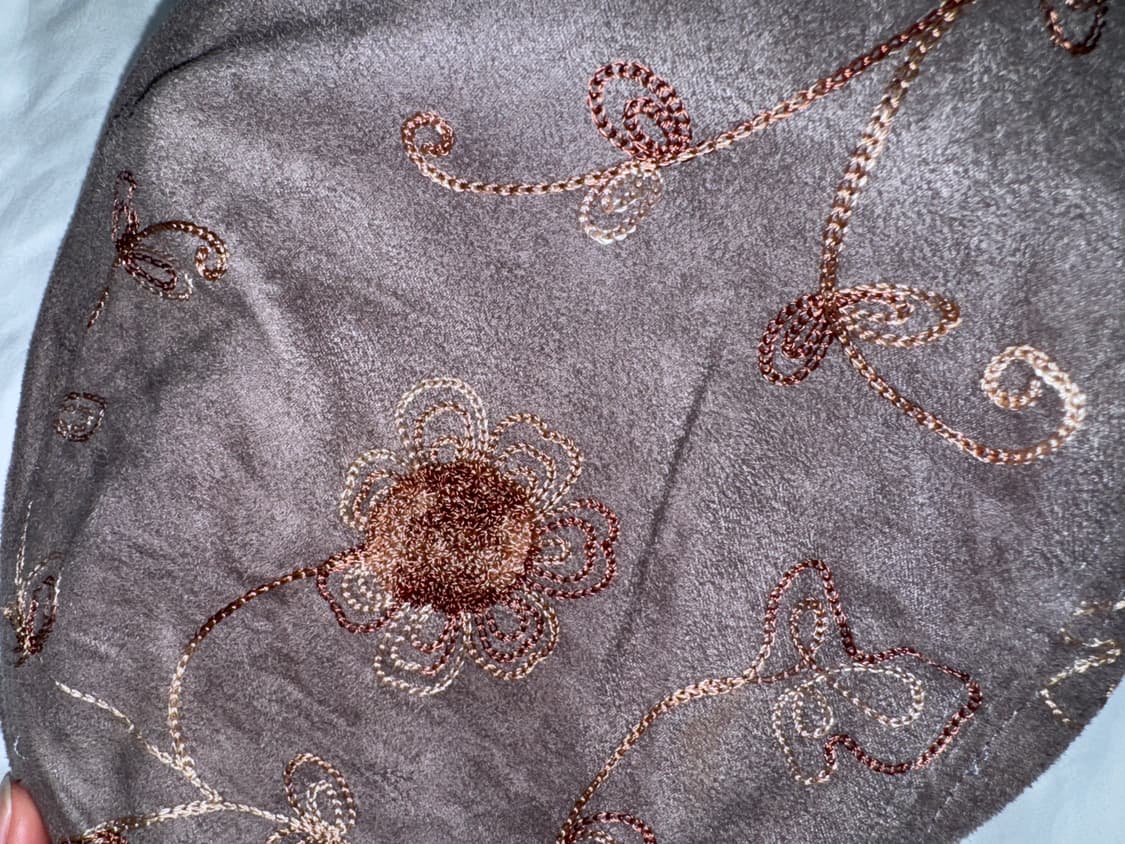 vinatge flower suade hunting cap gray 상품이미지4