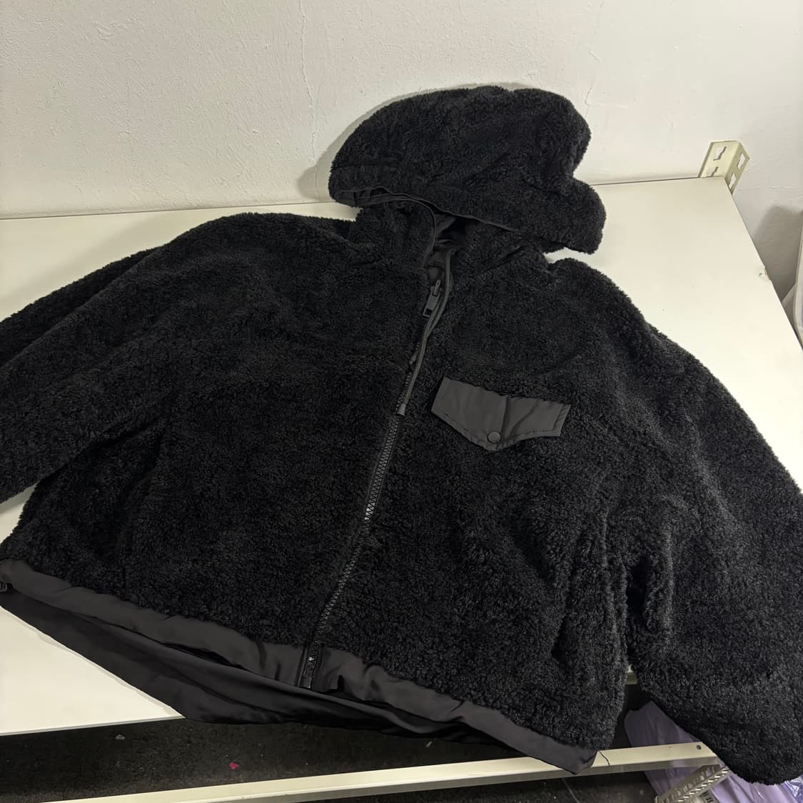 우먼M 자라 우먼 블랙 오버핏 폴리 후리스 리버시블점퍼 상품이미지5