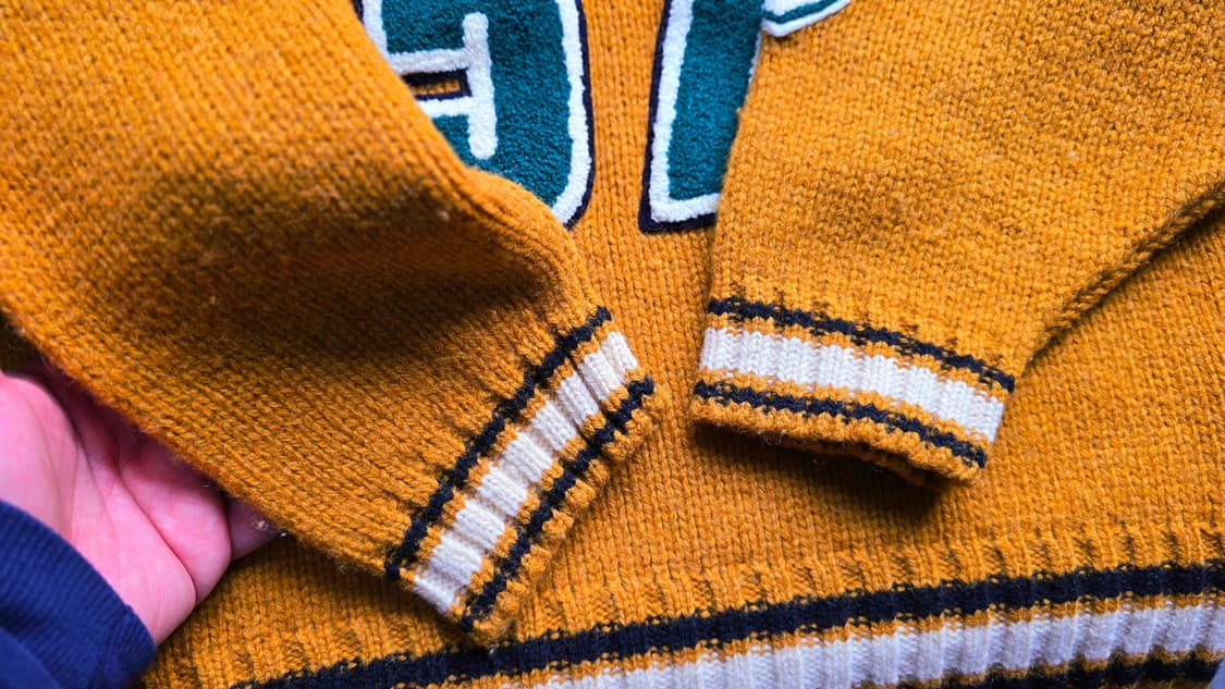 일본  POSHBOY 빈티지 자수 패치 니트 , 프레피 감성 상품이미지5