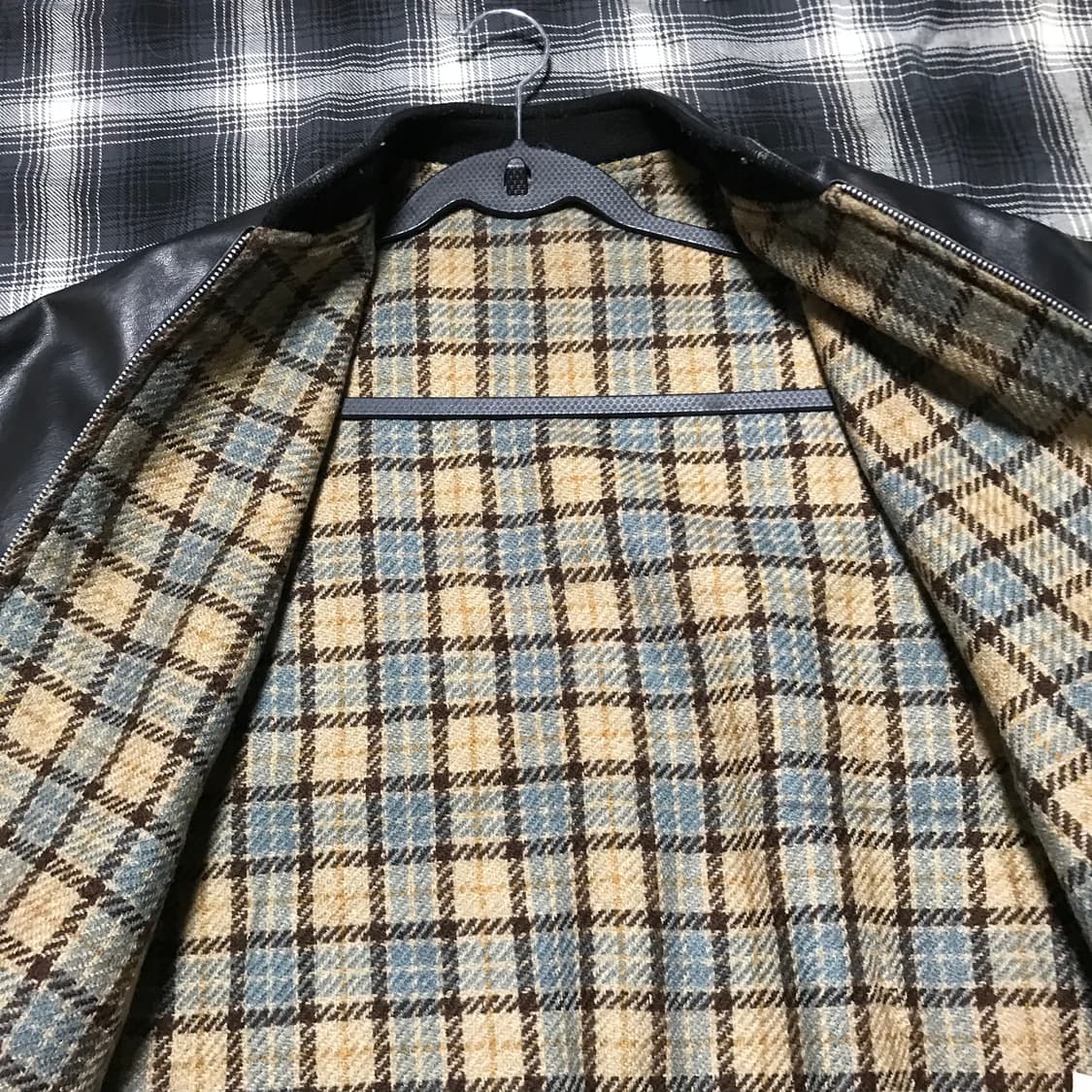 80-90s 재팬 일본산 소가죽 레더 블루종 상품이미지5