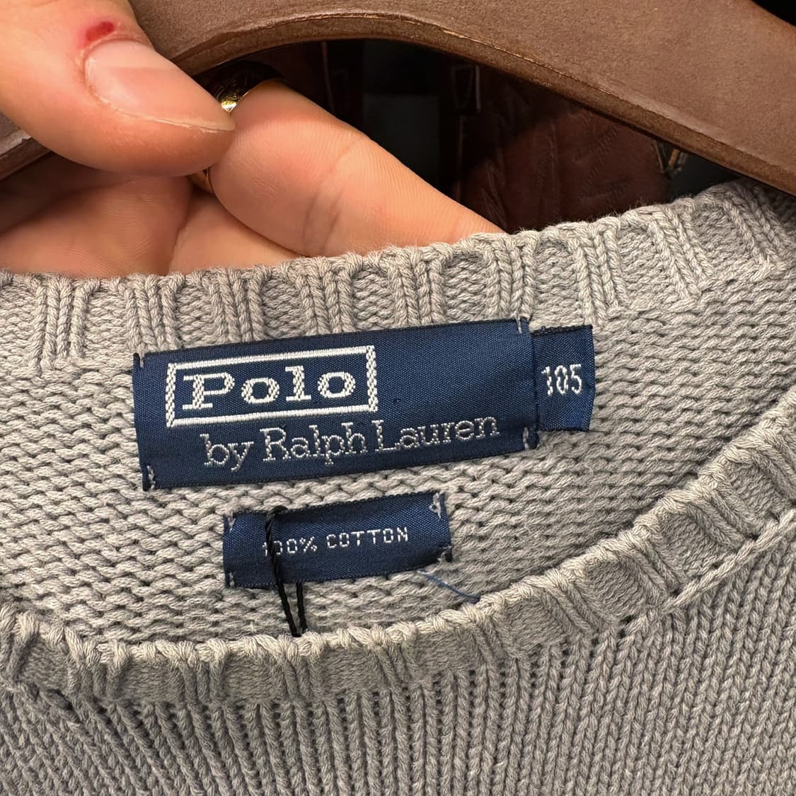 00s 폴로 랄프로렌 플레인 코튼 크루넥 니트 스웨터 그레이 N722 상품이미지7