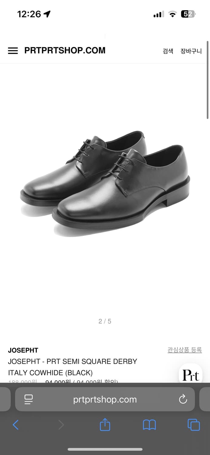 prtprt X 조셉트 소가죽 더비 블랙 275size 상품이미지2
