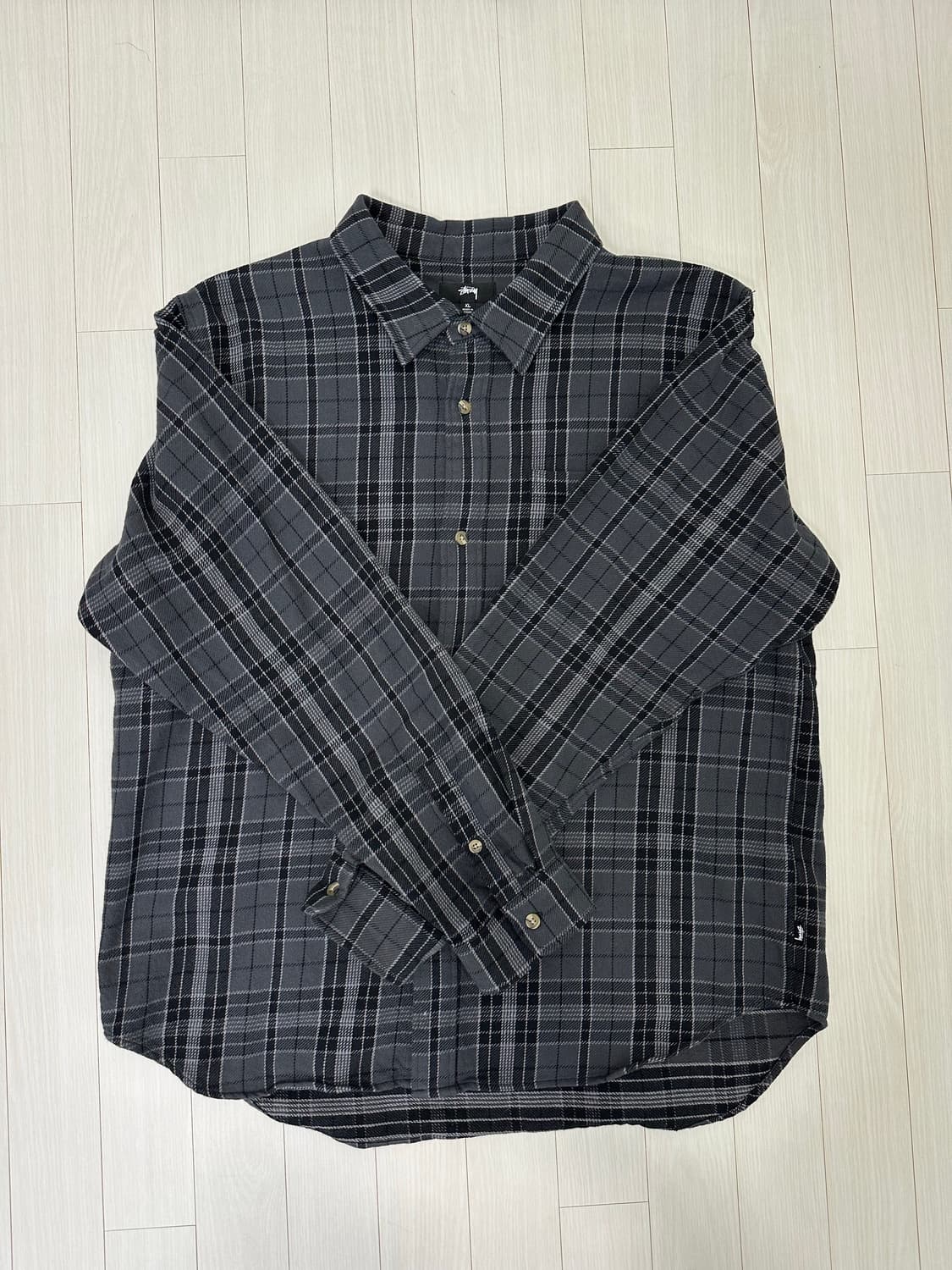 [XL] 스투시 스톤 플레이드 셔츠 블랙 상품이미지1