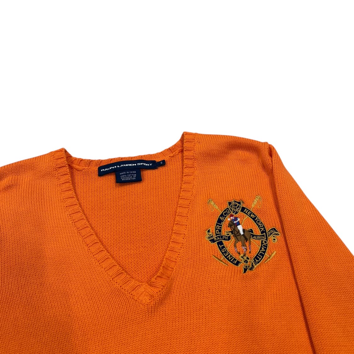 폴로 랄프로렌 딱붙핏 브이넥 자수로고 오렌지 니트 S 상품이미지2