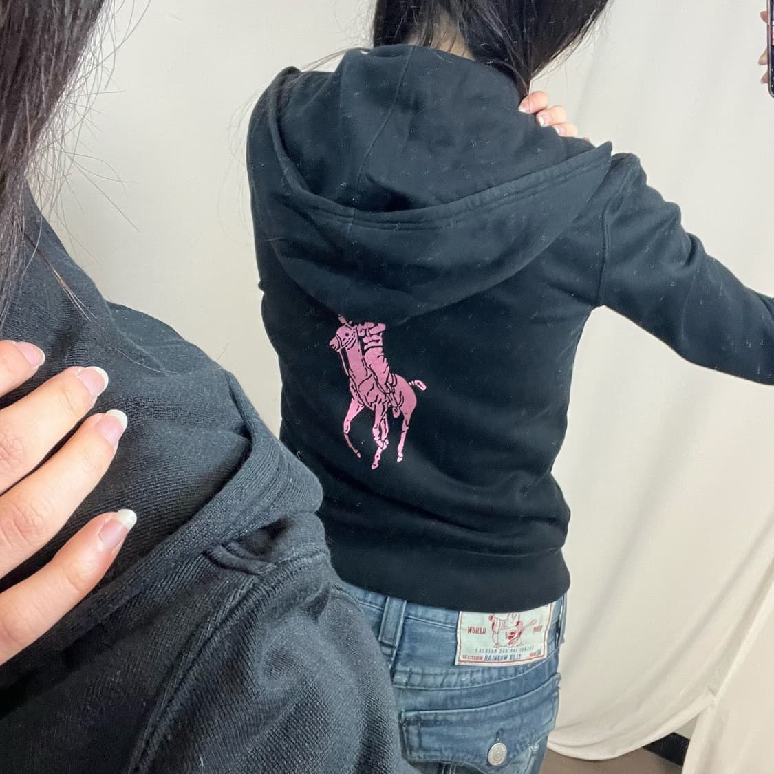 Polo big pony black zip-up hoodie 상품이미지3