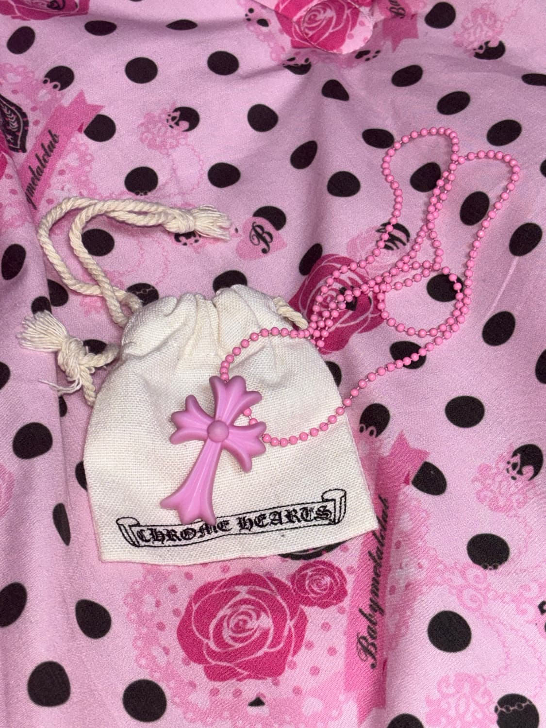 크롬하츠 실리크롬 십자가 목걸이 핑크 상품이미지2