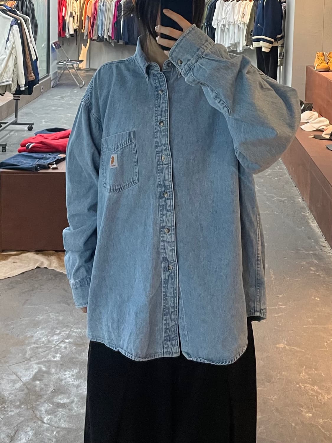 칼하트 포켓로고 데님 셔츠 H2275 상품이미지1