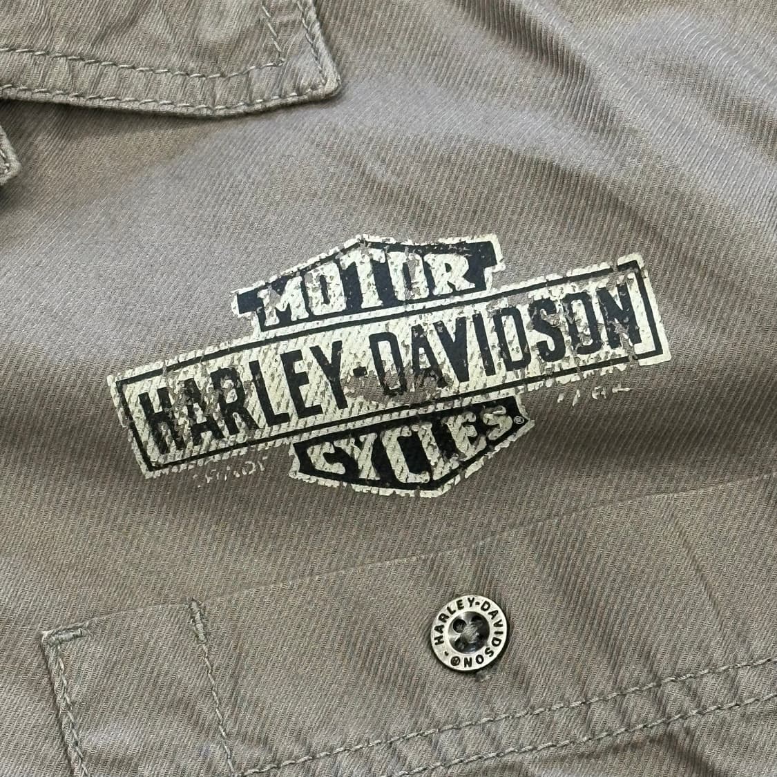 L 할리데이비슨 빅 로고 프린팅 오렌지 파이핑 반팔셔츠 0331 상품이미지5