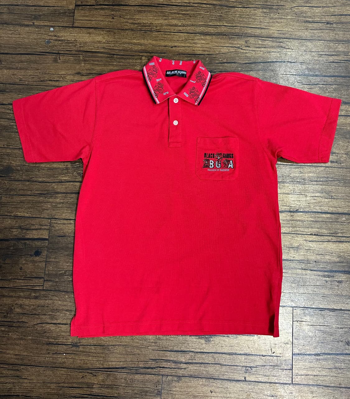 블랙갱스 BGA 레드 반팔 카라 티셔츠 L 새제품 올드스쿨 상품이미지1