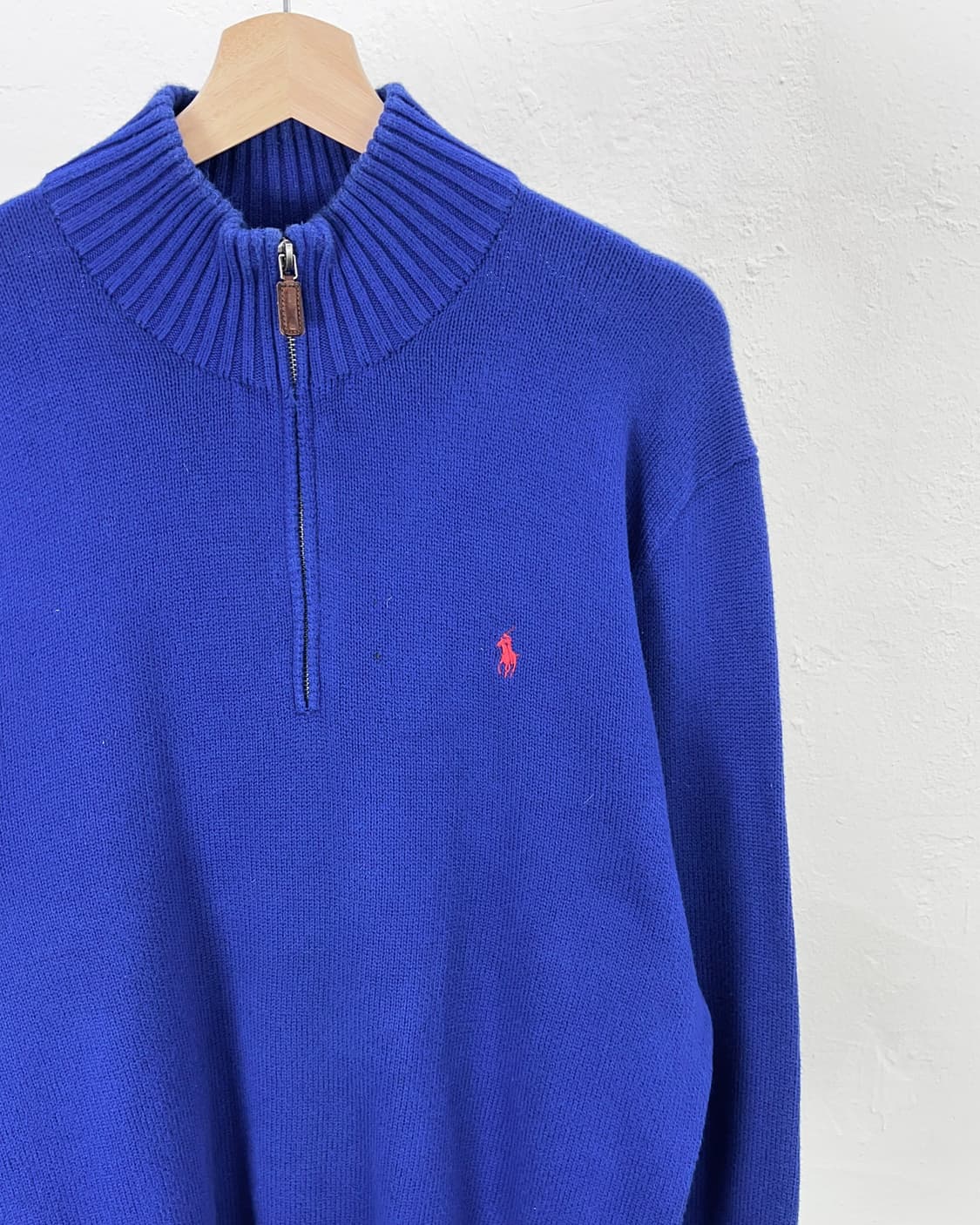 폴로 랄프로렌 로얄 블루 하프 코튼 집업 니트 스웨터 상품이미지3