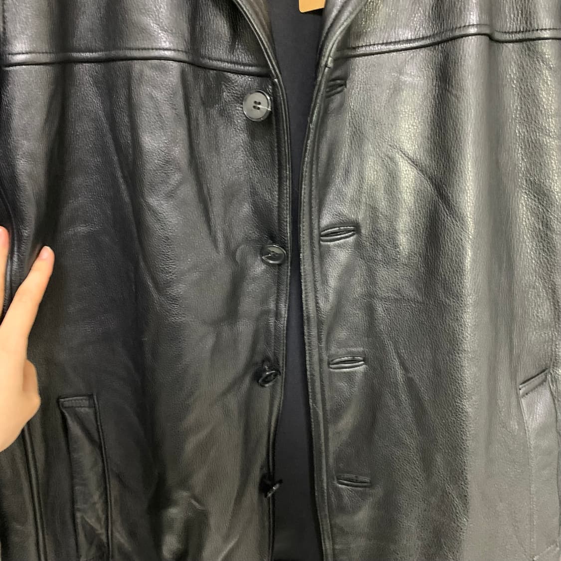 윌슨 레더 빈티지 천연가죽 블랙 리얼 레더 자켓 XL 디올도프제이슨 상품이미지8