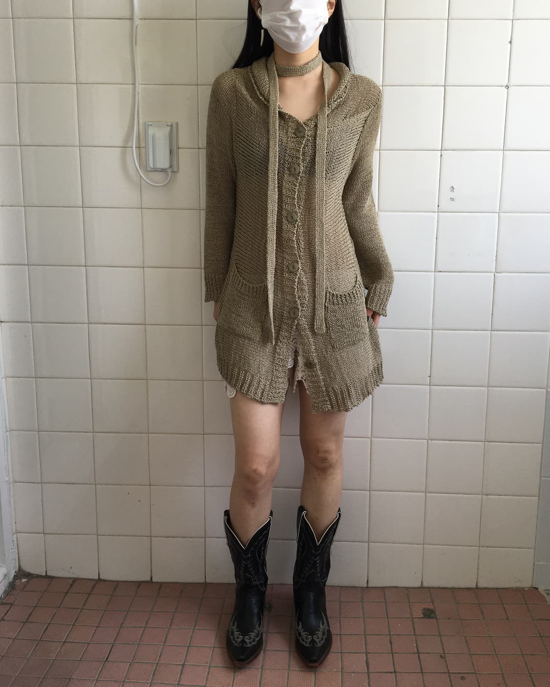 Tied knit cardigan 상품이미지1