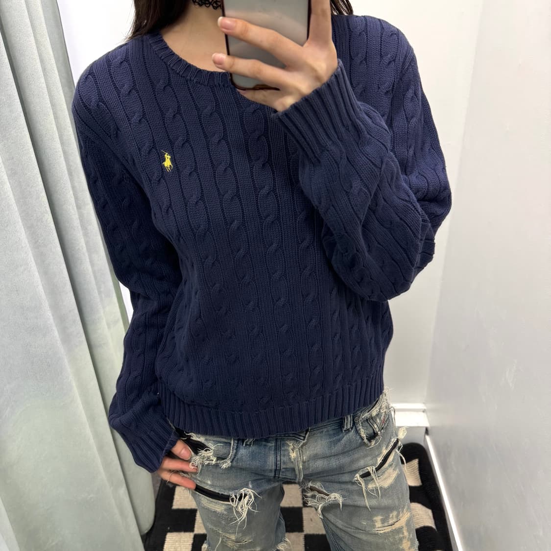 랄프로렌 네이비 코튼 케이블니트 상품이미지1