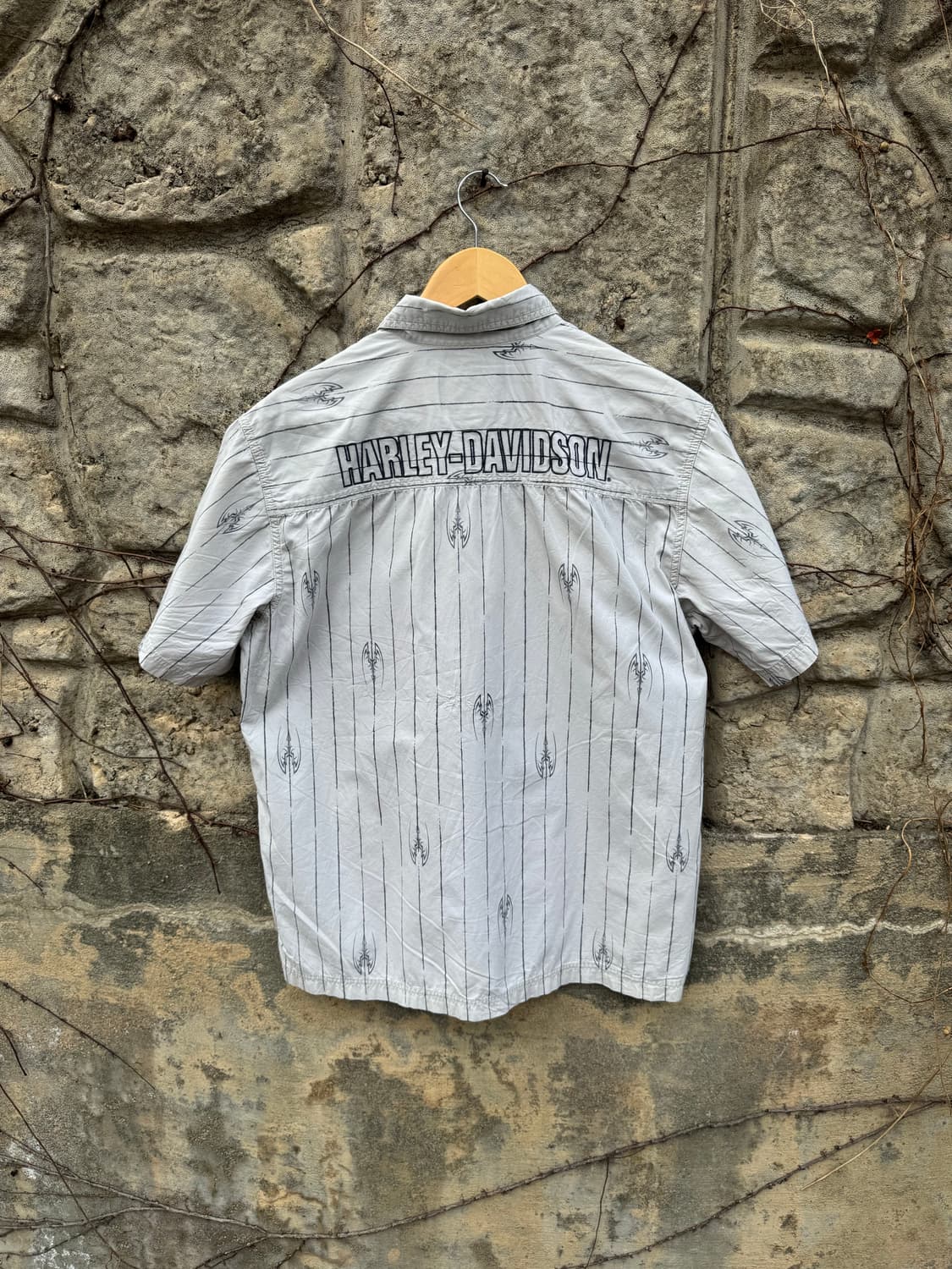 할리데이비슨 빈티지 프린팅 스트라이프 반팔 셔츠 m 상품이미지2