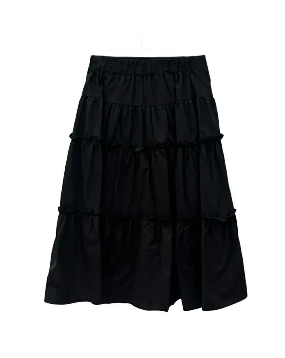 우화 MILLI FRILL SHIRRING LONG SKBLACK 치마 상품이미지3