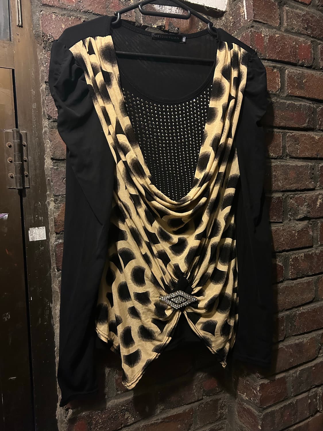 2000s VTG 갸루 호피 큐빅 버클 롱슬리브  상품이미지3