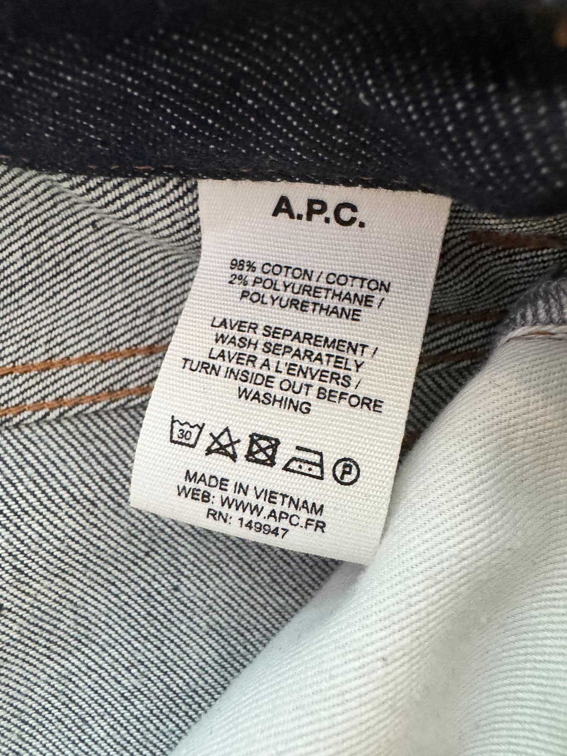 A.P.C 아페쎄 마틴진 청바지 34사이즈 상품이미지5