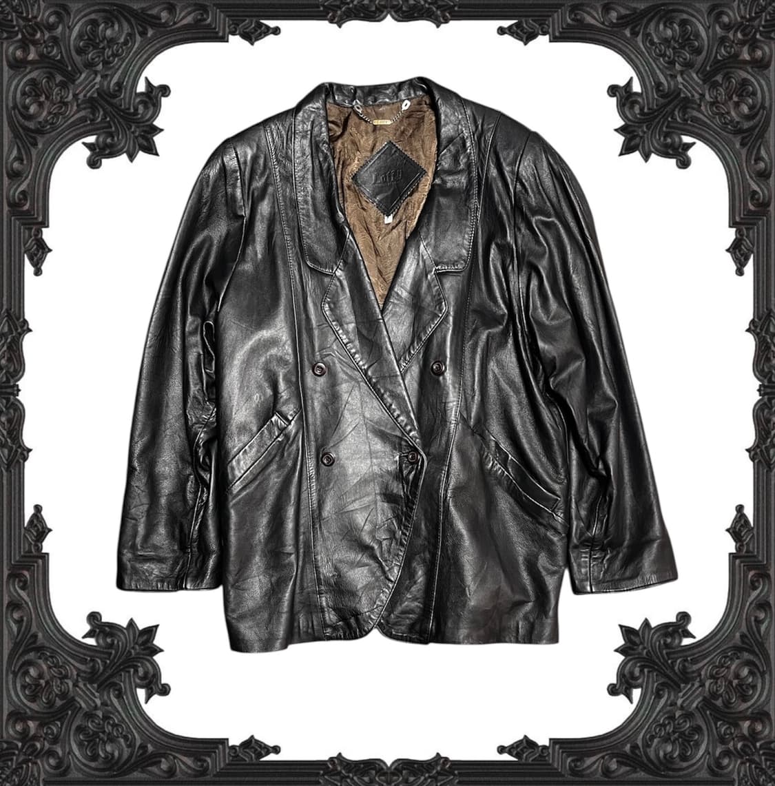 더블버튼 레더 블레이저 자켓 상품이미지1