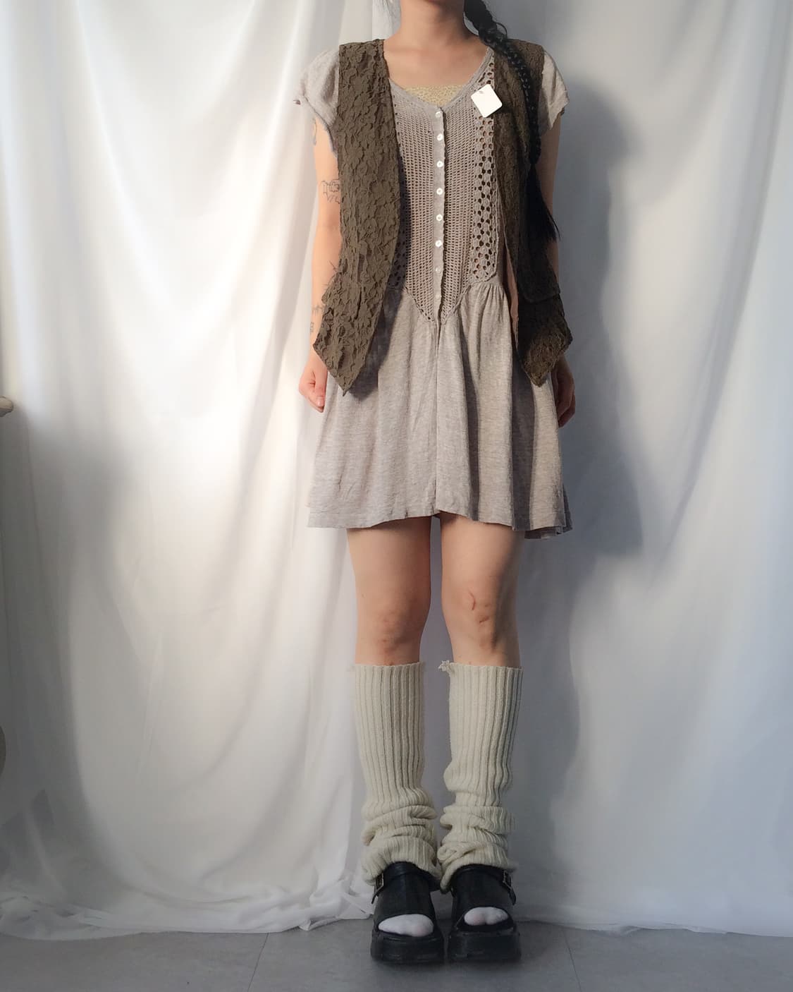 Reversible lace open vest 상품이미지1
